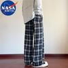 NASA MARVEL Men's Plaid Straight-Leg Drawstring Casual Pants