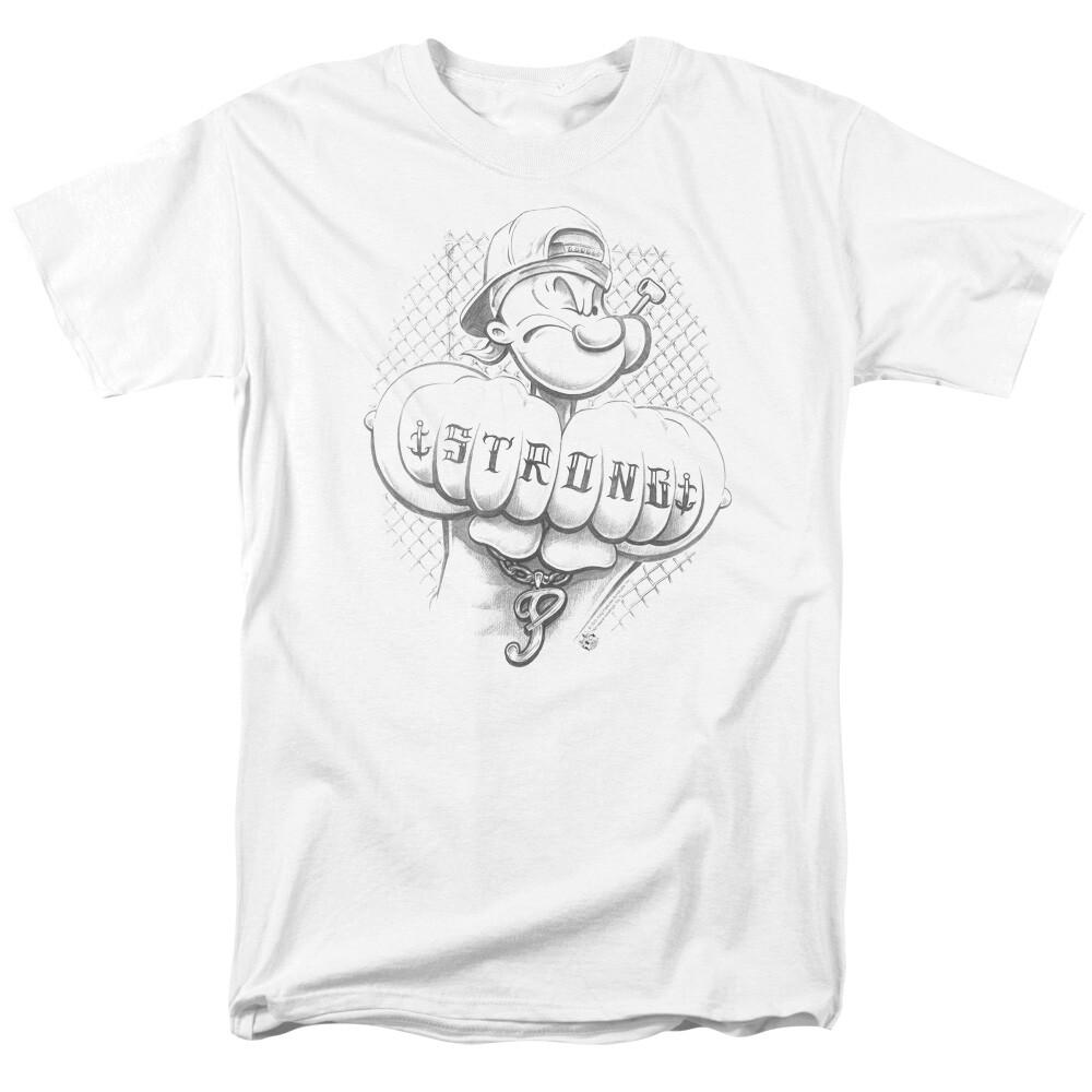 26 Popeye Strong T Shirt Licensed Comic Cartoon Tee White Unisex T-Shirt