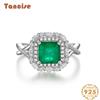Ювелирное кольцо Tancision из стерлингового серебра с синтетическим изумрудом и бриллиантом