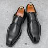 Fashion Black Brown Monk Strap Loafers For Men Trend New Pointed Leather Shoes Male Designer Formal Wedding Dress Homecoming Footwear