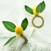 Yousheng 2Pcs Lemon Napkin Rings Twine Napkin Holder with Faux Yellow Lemon Rustic Fruit Napkin Rings for Wedding Banquet Birthday Party Dinner Table