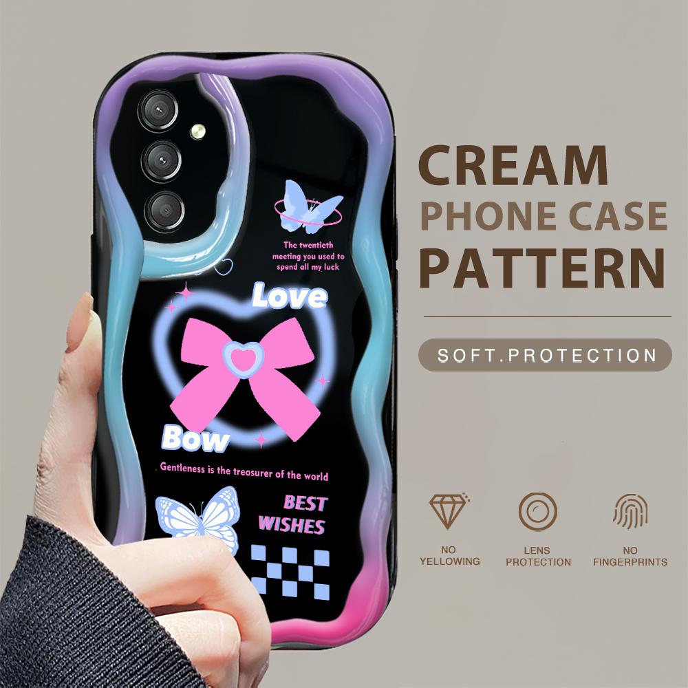 Cute Cartoon Pattern Cream Texture Casing Wavy Edge Soft Silicone Cover Phone Case for Samsung