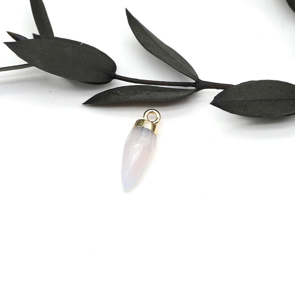 1шт граненый натуральный камень конус кулон маленький кристалл розовый кварц сплав подвески для изготовления ювелирных изделий DIY ожерелье серьги аксессуары 6x19 мм