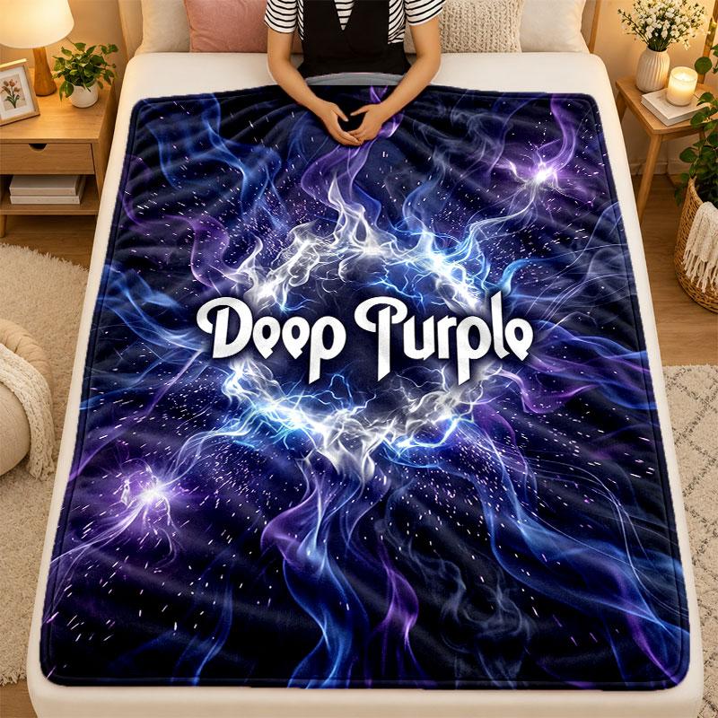 Flannel BlanketDeep Purple Warm Soft Throw Blanket for Indoor Sofa Bed Living Room Use