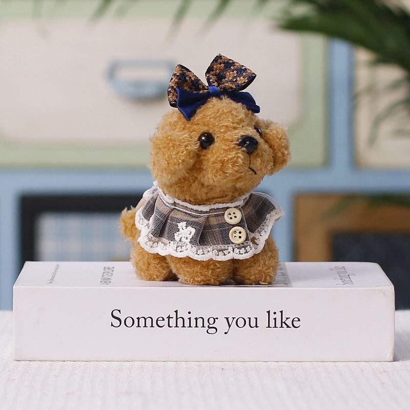 Милая плюшевая игрушка-собачка Тедди из коротковорсовой ткани для аксессуара к сумке и праздничного подарка