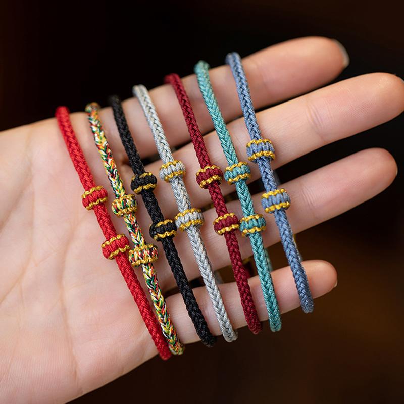 Сплетенные вручную регулируемые по размеру браслеты из красной нити для взрослых и детей, винтажные браслеты на удачу из веревки, подарок