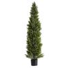 Artificial Topiary Cedar Trees, 2 Set 1524mm Faux Pine Shrubs Plants, Fake Silk Tree Look Real, Easy Assembly for Decor Front Porch Outdoor Patio