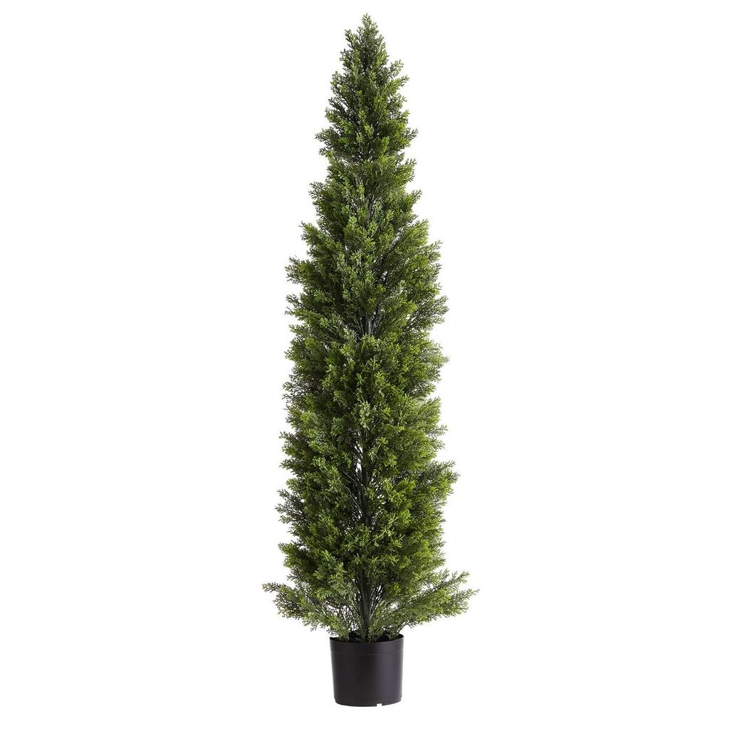 Artificial Topiary Cedar Trees, 2 Set 1524mm Faux Pine Shrubs Plants, Fake Silk Tree Look Real, Easy Assembly for Decor Front Porch Outdoor Patio