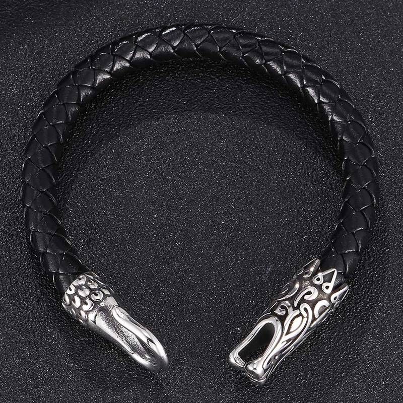 Модные кожаные браслеты Dragon God Easy-Hook для мужчин, черные коричневые плетеные браслеты, подвески, браслеты, трендовые украшения