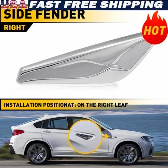 Right Passenger Side Fender Chrome Emblem Moulding For X4 BMW F25 F26 2015-2017