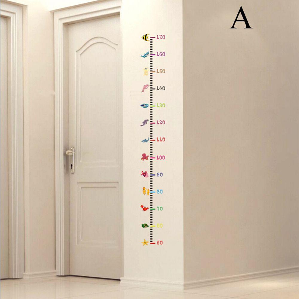 Room Decor Beautiful Mural Baby Growth Chart Under Sea Animal Wall Sticker Height Measure Decal