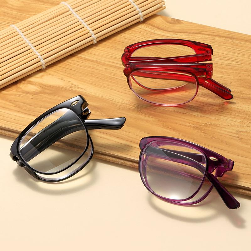 Men Women Portable Foldable Reading Glasses Vintage Anti Blue Light Ultra Light Far Sight Eyewear