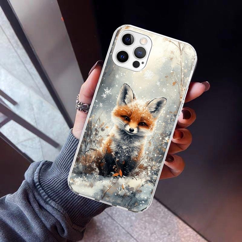 Animal Fox Phone Case For iPhone 17 Air 11 13 Mini 14 15 Plus 16 12 Pro Max 16E SE 7 8 Pattern Soft TPU Back Cover 13 12 Mini 1