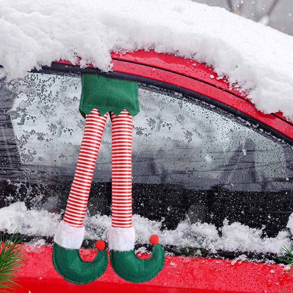 Elf Leg for Car Trunk - Christmas Car Decoration, Rear Side Window Decor, Santa Claus Feet, Red Elf Boots Sticking Out of Trunk