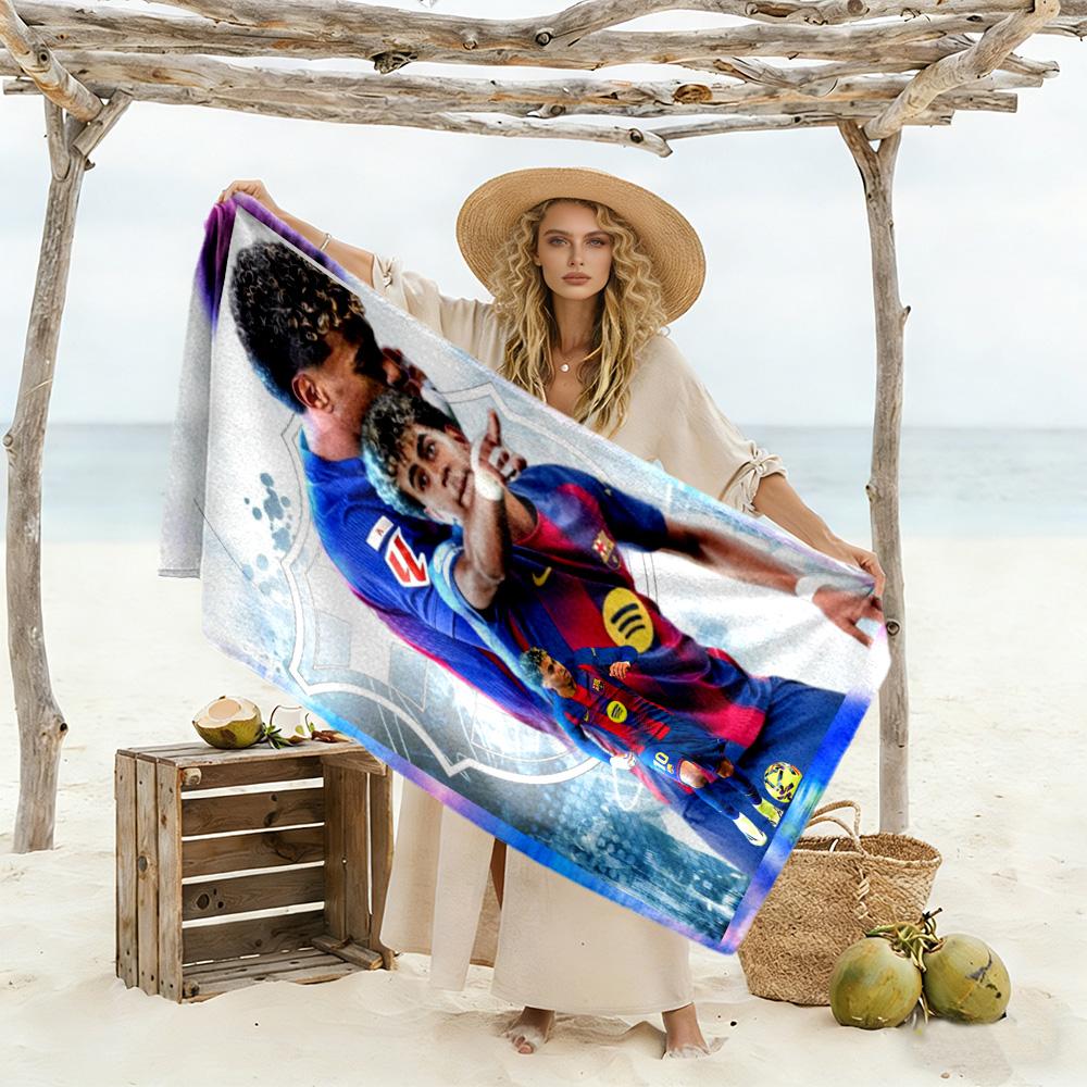 Lamine Yamal Barcelona Fc Players Celebration Beach Towel Super Soft Microfiber Quickdry Fabric Comfortable Lightweight