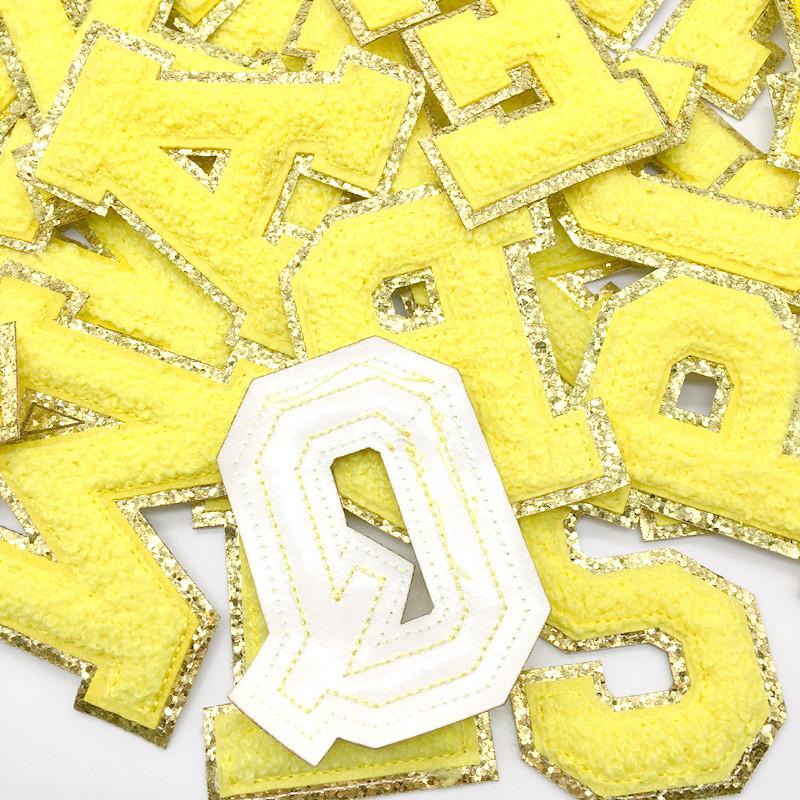 A-Z Большие Буквы Нашивки Для Одежды Желтый Цвет Термонаклейки На Одежду Нашивные Наклейки Аппликации(8 см)