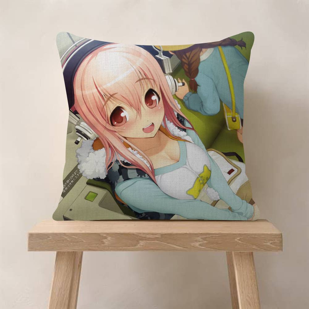 Красивая наволочка для подушки с изображением аниме Super Sonico 45x45 см, декоративная наволочка для подушки, наволочка для домашней подушки на диван