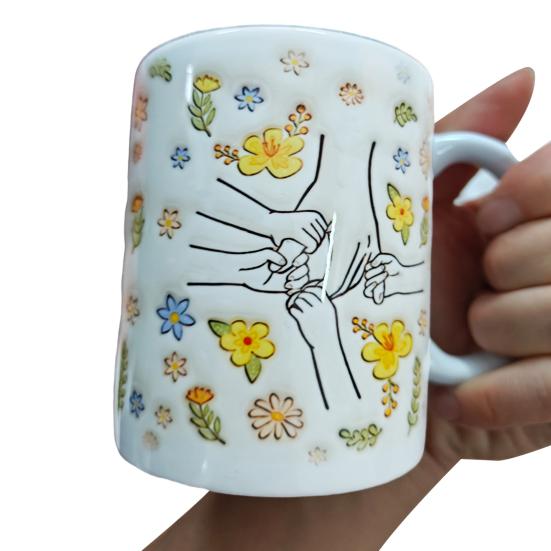 Керамическая кофейная кружка для мамы, цветочная кружка для воды 11/15 унций, ручка типа С, для питья