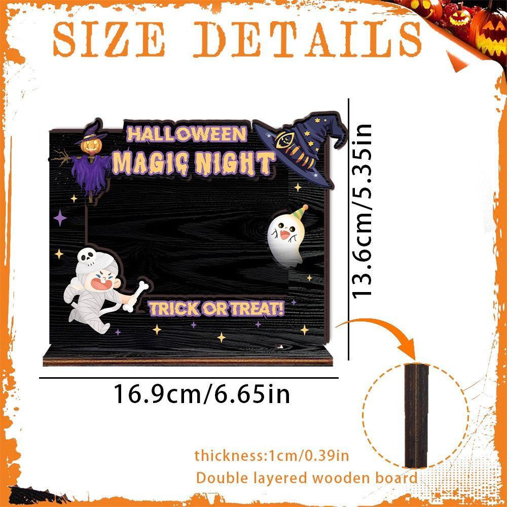 Creative Wood Photo Frame Happy Halloween Design Tabletop Photo Display Rack Living Room