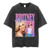 Винтажная футболка с двойной печатью оверсайз Britney Spears 2000 Tour, Унисекс Y2K Поп-фанатская уличная футболка, Повседневная футболка с коротким рукавом, 100% хлопок
