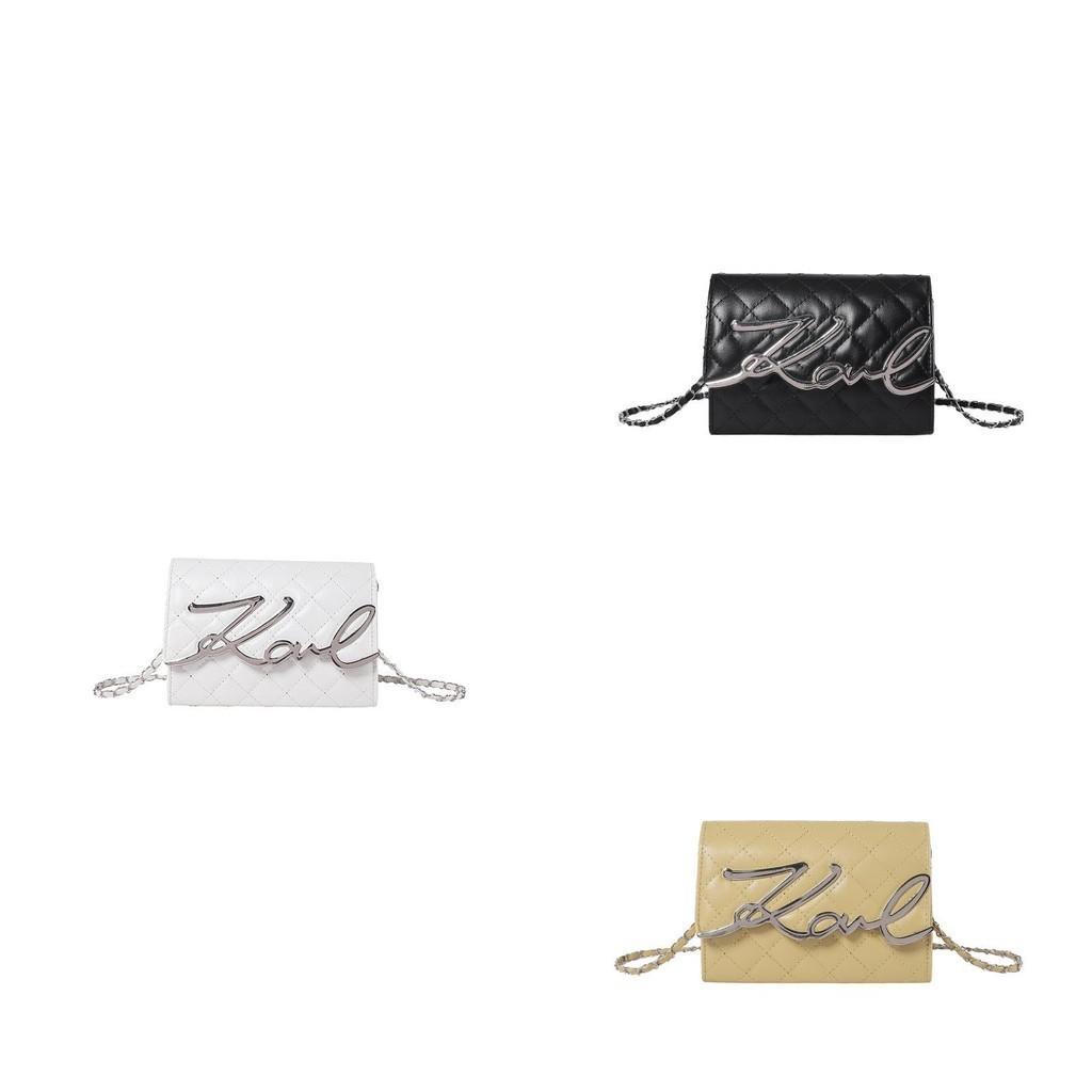 Chic 2024 Spring New Fashion Diamond Chain Shoulder Messenger Bag White Black Khaki Pink Orange