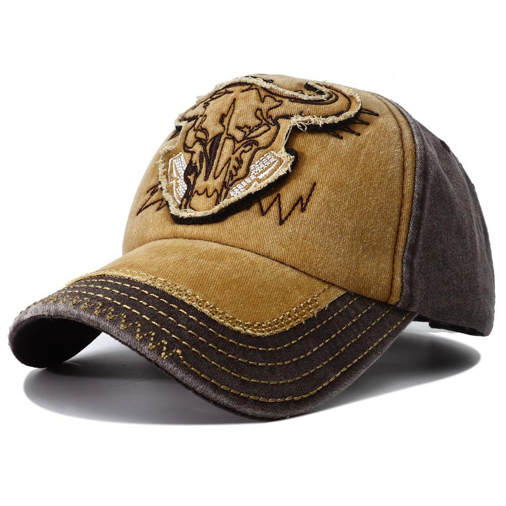 2023 Новая хип-хоп винтажная вымытая джинсовая бейсболка Casquette Homme с вышивкой в виде головы быка Y2k Snapback Dad Hats для женщин и мужчин