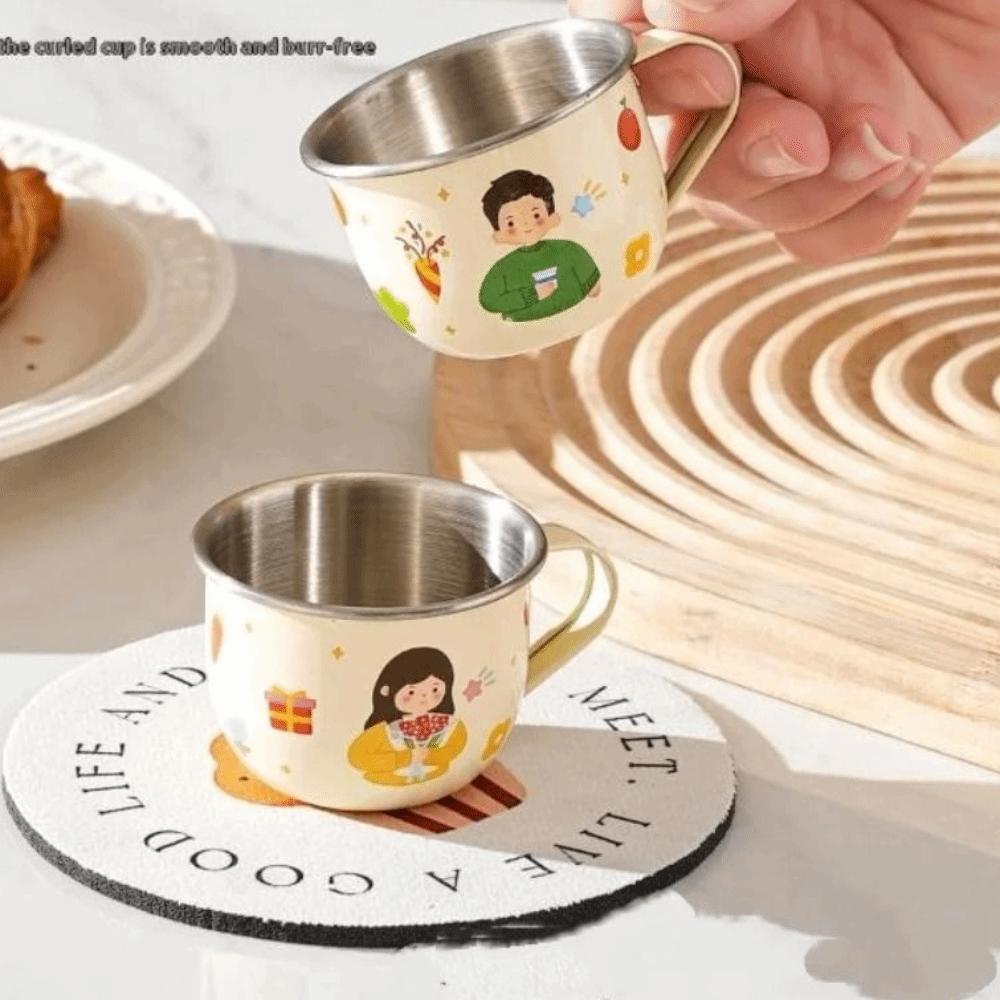 Open Mouth Design Kids Stainless Cup Stainless Steel Kindergarten Milk Cup Durable Water Cup Baby