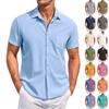 Men's Vintage Button Down Bowling Shirts Short Sleeve Summer Beach Shirt