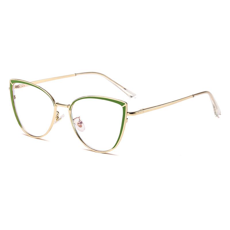 6221 Модные очки Cat's Eye Metal Spring Leg Flat Glasses 2025 Новые персонализированные простые и тонкие очки с защитой от синего света