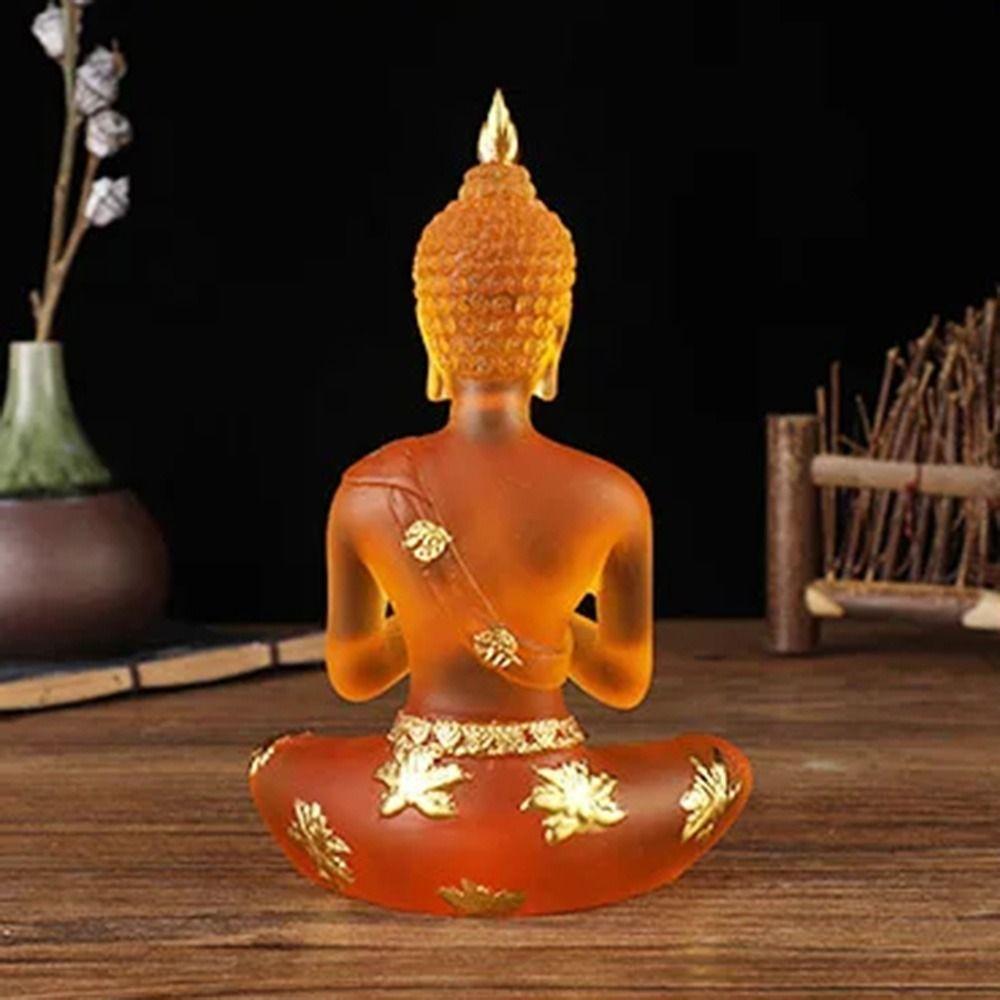 Transparent Resin Buddha Figurines Imitation Mini Buddhism Ornament Sitting Buddha Statue  Desktop