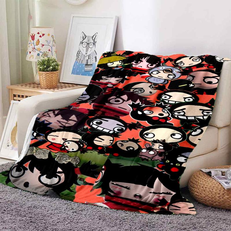 Chinese Doll P-Pucca Garu Blanket 3D Printed Cute Anime Cartoon Character Blanket Sofa Cover Blanket Air Conditioner Bed Sheet