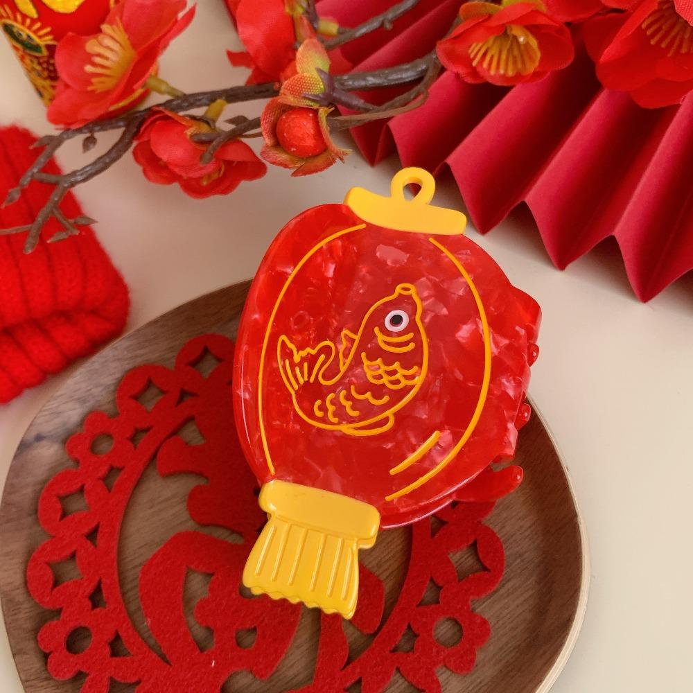 Creative Cartoon New Year Hair Claw Lantern Grab Clip Acetate Claw Clip Headwear Plate Hair Large Shark Clip Hair Accessories