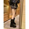 Cowhide Version~ Belt Buckle Slim Two Wear Tall Boots Knight Boots Women's Retro Thick Heel Boots Niche Western Boots