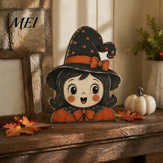 Halloween Gift for Friends Tiered Tray Decorations, Wooden Tabletop Ornaments, Vintage Centerpiece Retro Style Craft Decorations Home Kitchen