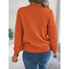 HNXC Autumn and Winter Casual Solid Color Hollowed-out Lantern Sleeve Pullover Sweater Women's Wear