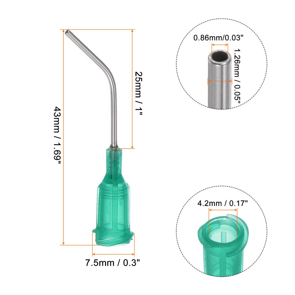60 шт. Дозирующие иглы с тупым кончиком 18G 19G 20G 22G 23G 24G 26G 27G 1" Изогнутая игла для жидкости с Луэром