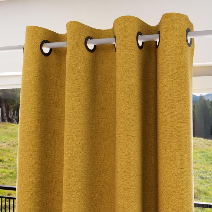 Insulating and 100% Blackout Eyelet Curtain 135x250 Cm ECLIPSE Mustard, by Soleil D'ochre