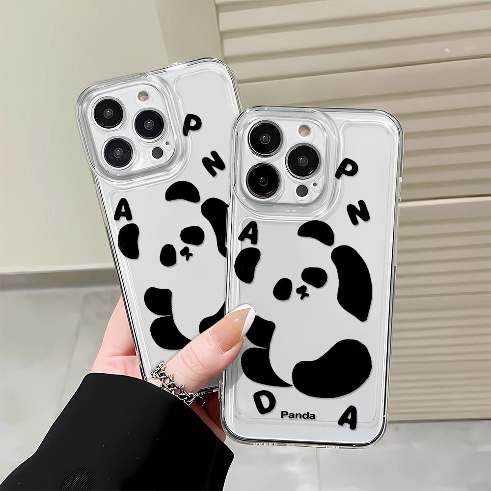 Панда Английский Роскошный Мягкий Чехол для Телефона Для iPhone 15 14 13 12 11 Pro Max X XS Max XR 7 8 Plus SE 2020 Чехол Обложка Funda Coque