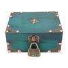 Wood Treasure Box with Combination Lock Exquisite Vintage Handcrafted Reinforced Corners Jewelry