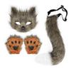 Fox Costume Set Cosplay Halloween Costume Plush Masque Fluffy Paw Gloves Halloween Party Accessories Faux Fur Fox Tail Set