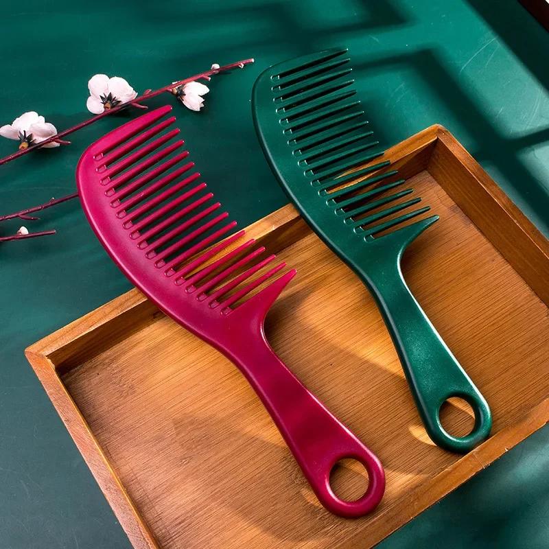 Расческа для распутывания волос с широкими зубцами, большая массажная расческа, антистатическая расческа, салонная щетка для вьющихся волос, аксессуары для укладки, зеленый цвет