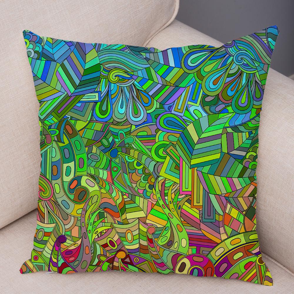 Bright Abstract Bohemian Floral Art Print Household Sofa Bedroom Decoration Pillow Cover Cushion Shell