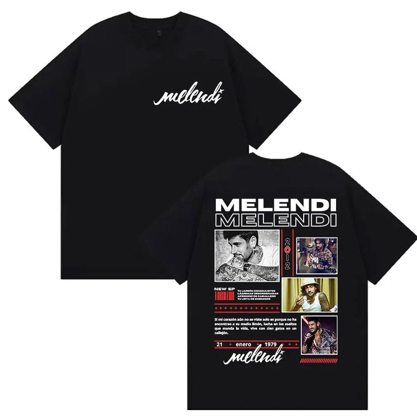Rapper Melendi Tour 2025 Album Merch T Shirts Women Vintage Gothic Oversized Cotton Tshirt Y2k Man Hip Hop Punk Tees Streetwear