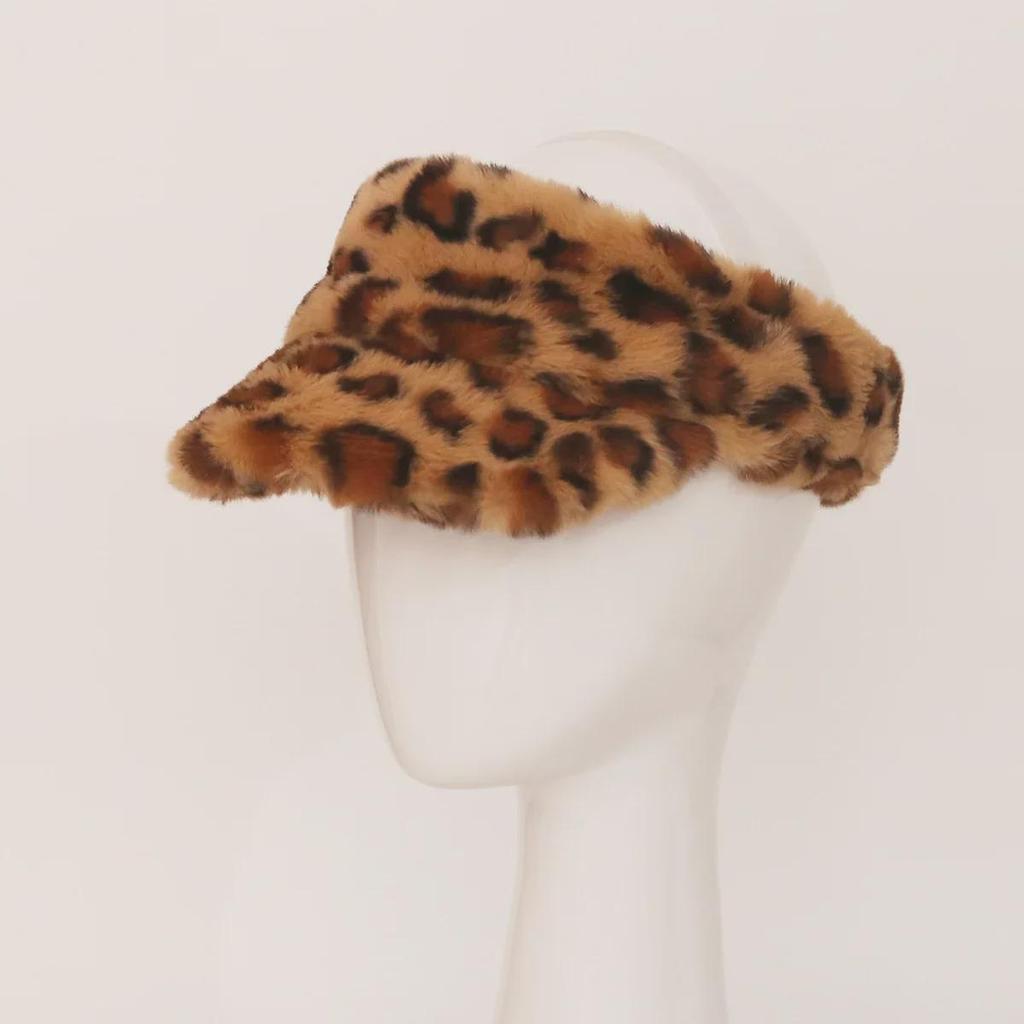 Шляпа с круглыми полями из искусственного меха с леопардовым принтом: Женская плюшевая, теплая, модная осенне-зимняя шапка