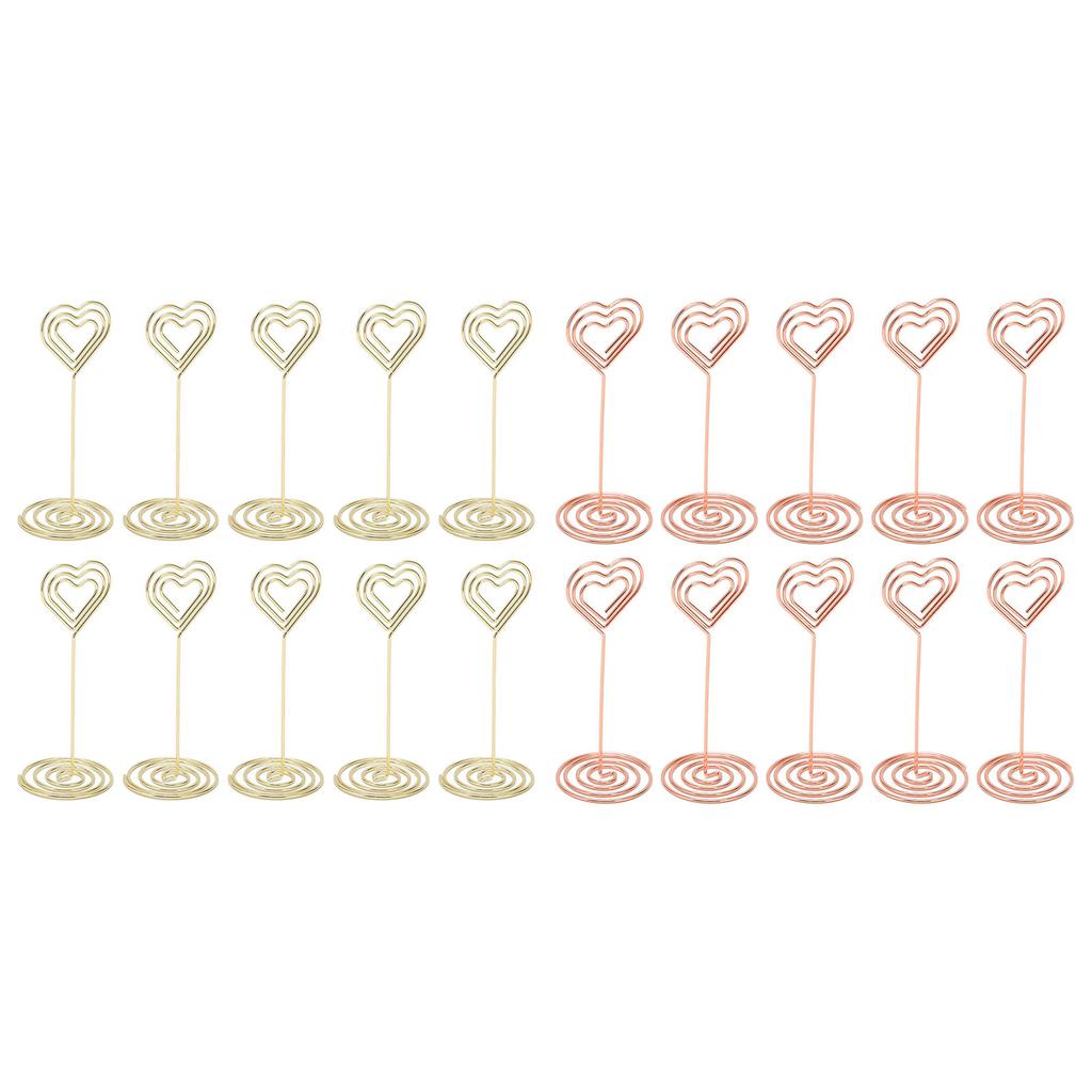 10 шт., многослойные подставки для номеров столов в форме сердца, устойчивое основание, гальванизированный металлический держатель для карточек 