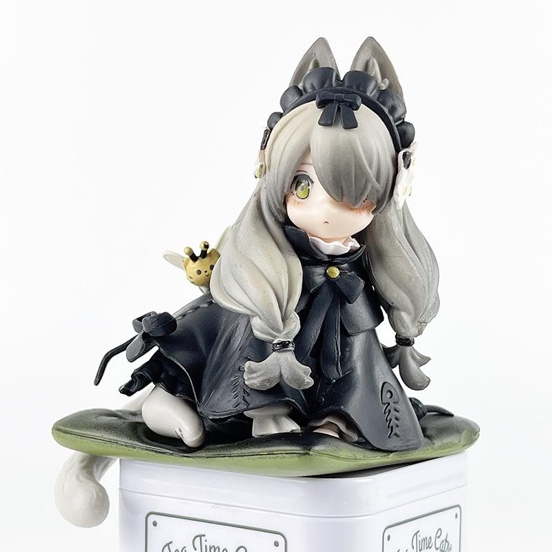 12cm Tea Party Cat Anime Figure Q Version Kawaii Tea Time Cats Tea Pot Cat Action Figure Collection Model Ornaments Toys Gifts