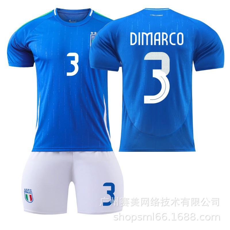European Cup Italy Home Football Jersey Set No.6 Verrati 14 Chiesa 18 Barrera Fan Version Soccer Uniform