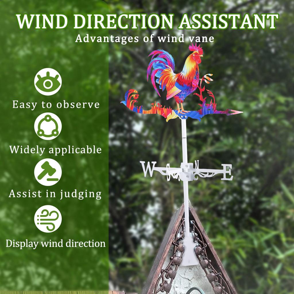 Colorful Stainless steel Rooster Wind Vane Rooftop Weather Indicator Wolf Decorations Retro Outdoor Garden Farm Wind Direction