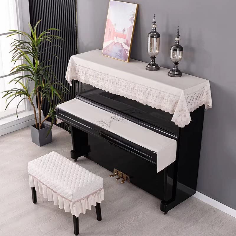 Upright Piano Cover for pianos with a width of Top for Standard Upright Protective Dustproof Single Chair Keyboard Nordic Floral Frills Cover HIMENO