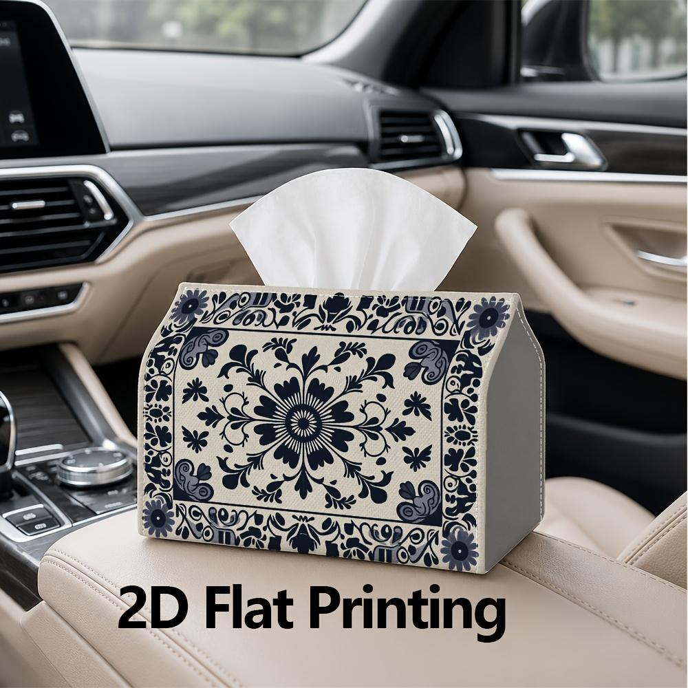 1pc, 2d Flat Printing, Tissue Box Unique Blue and White Decorative Paper Towel Rack Pattern Printed Tissue Box, Suitable for Bathrooms, Living Rooms,